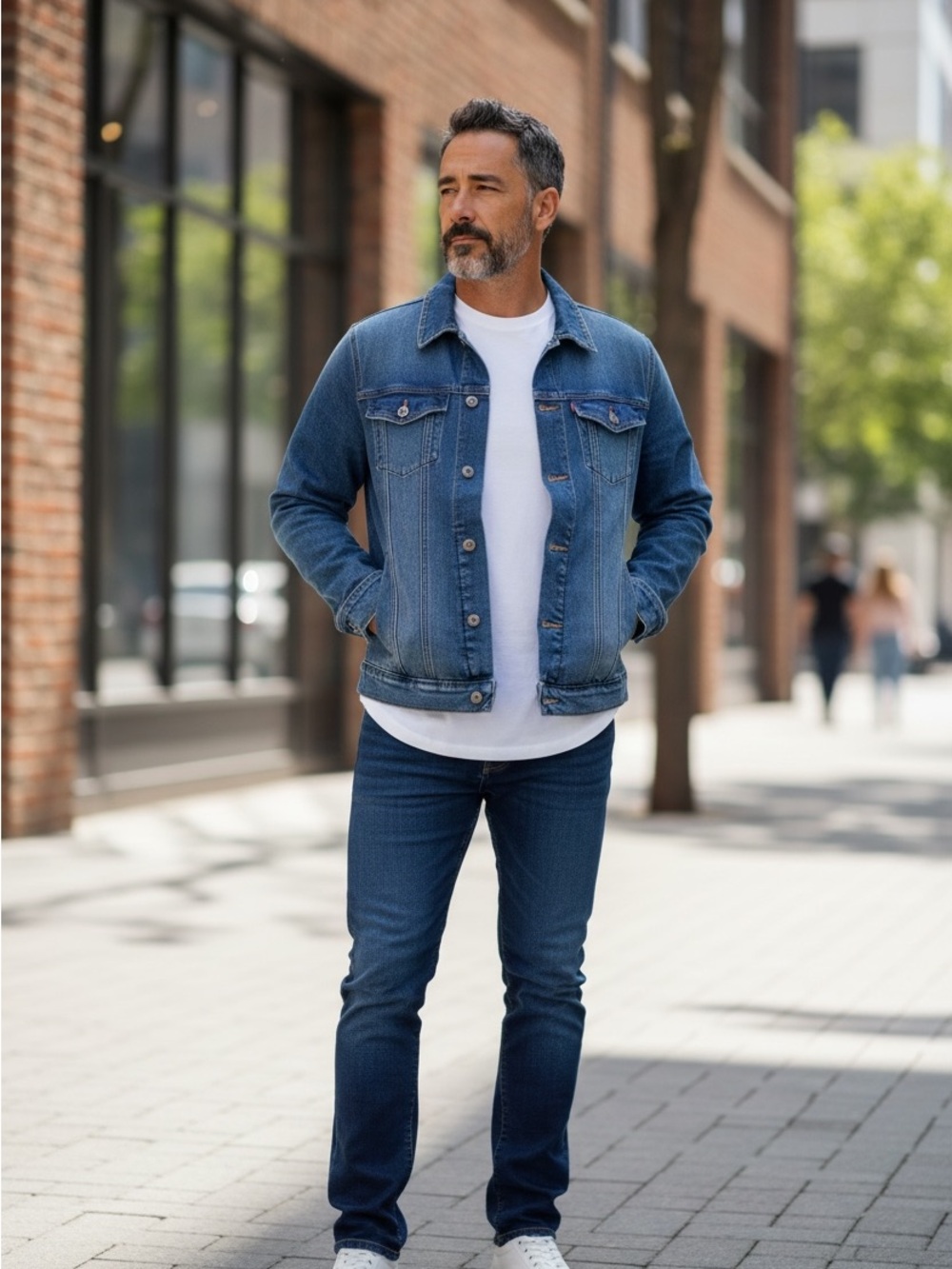 Flag and Anthem Men's Blue Denim Trucker Jacket